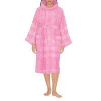 Hooded bathrobe with check pattern - Bubblegum Pink