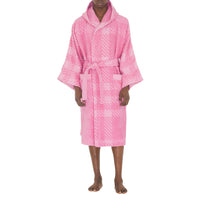 Hooded bathrobe with check pattern - Bubblegum Pink