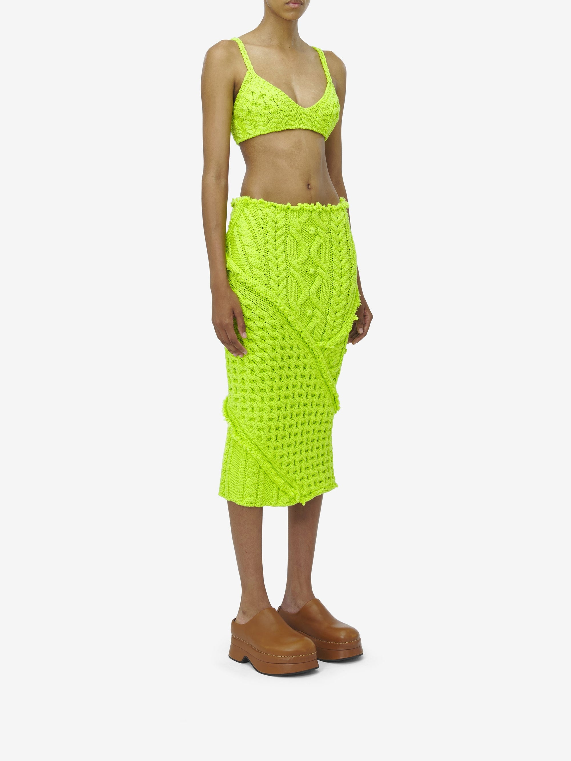 Débardeur court tricoté en laine - Acid Yellow