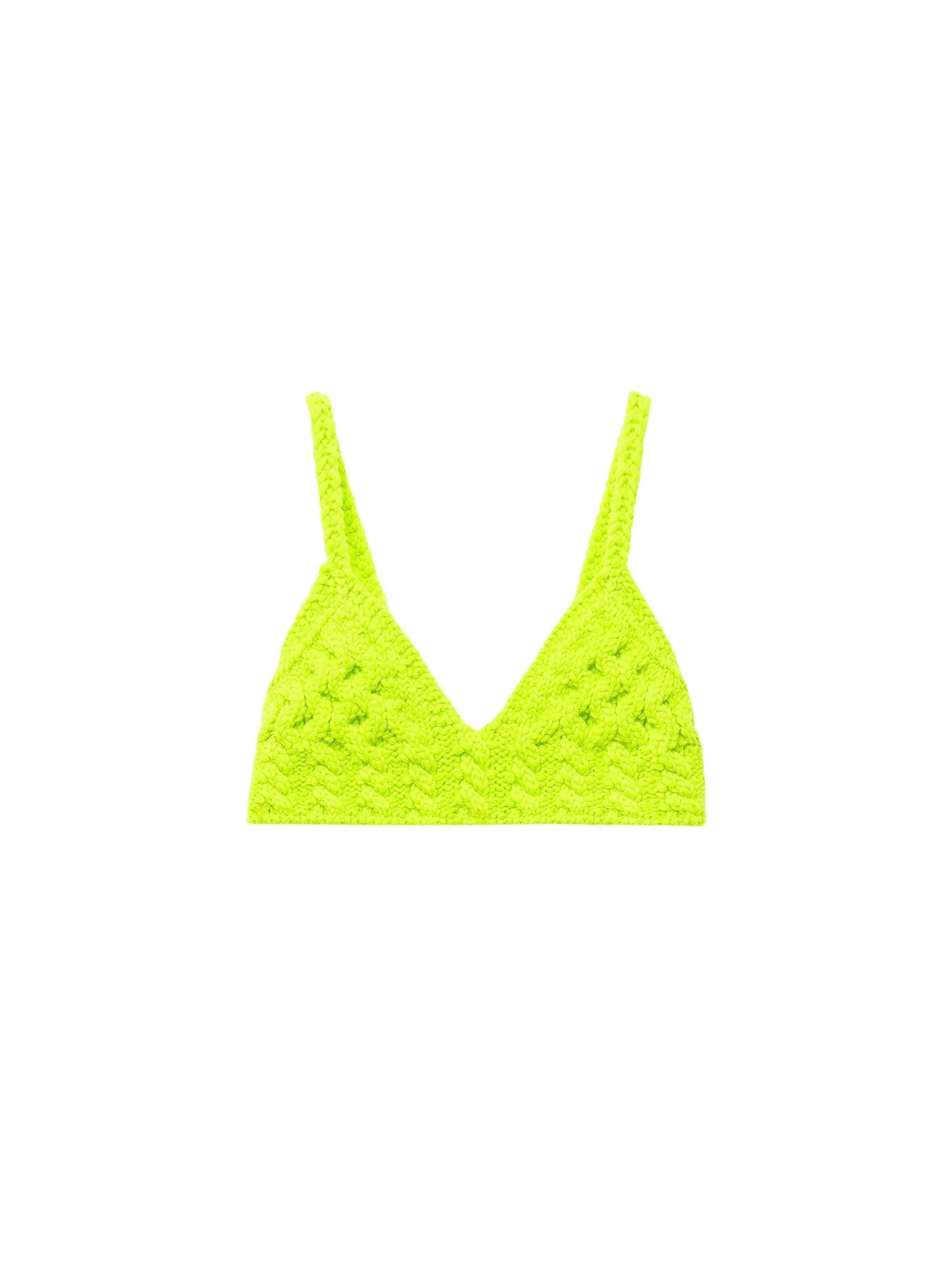 Débardeur court tricoté en laine - Acid Yellow