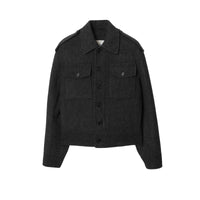 6 qty Veste à coupe droite en laine - Dark Charcoal Melange