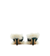 36 qty Sandales Step Post 75 en shearling - Dark Bottle Green & Black