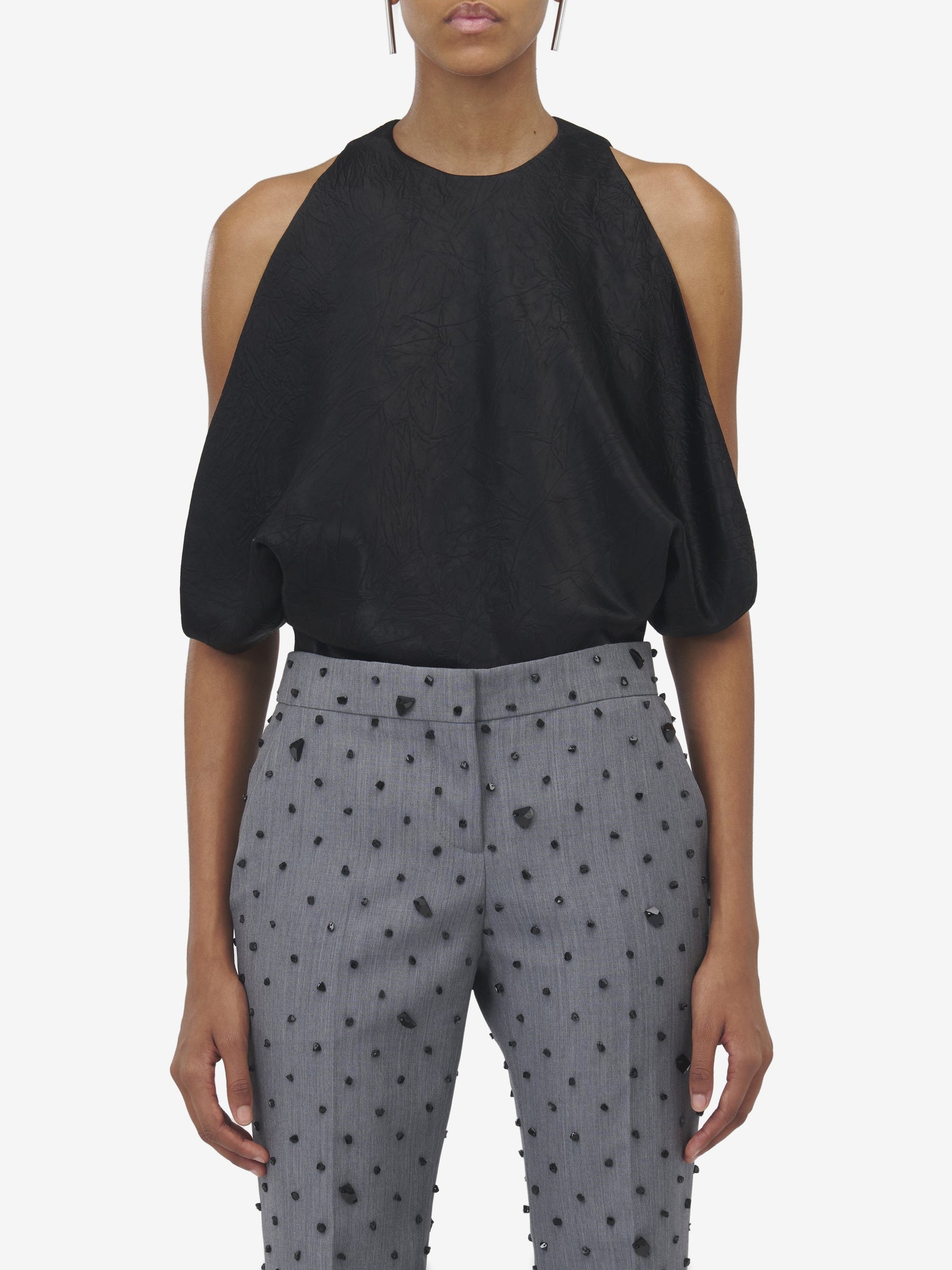 Pantalon avec poches en laine - Grey Melange