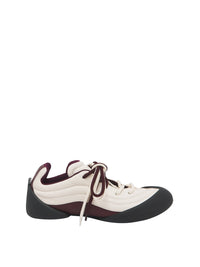Sneakers à lacets en cuir - Off White Bordeaux