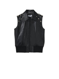 Veste sans manches en cuir - Black