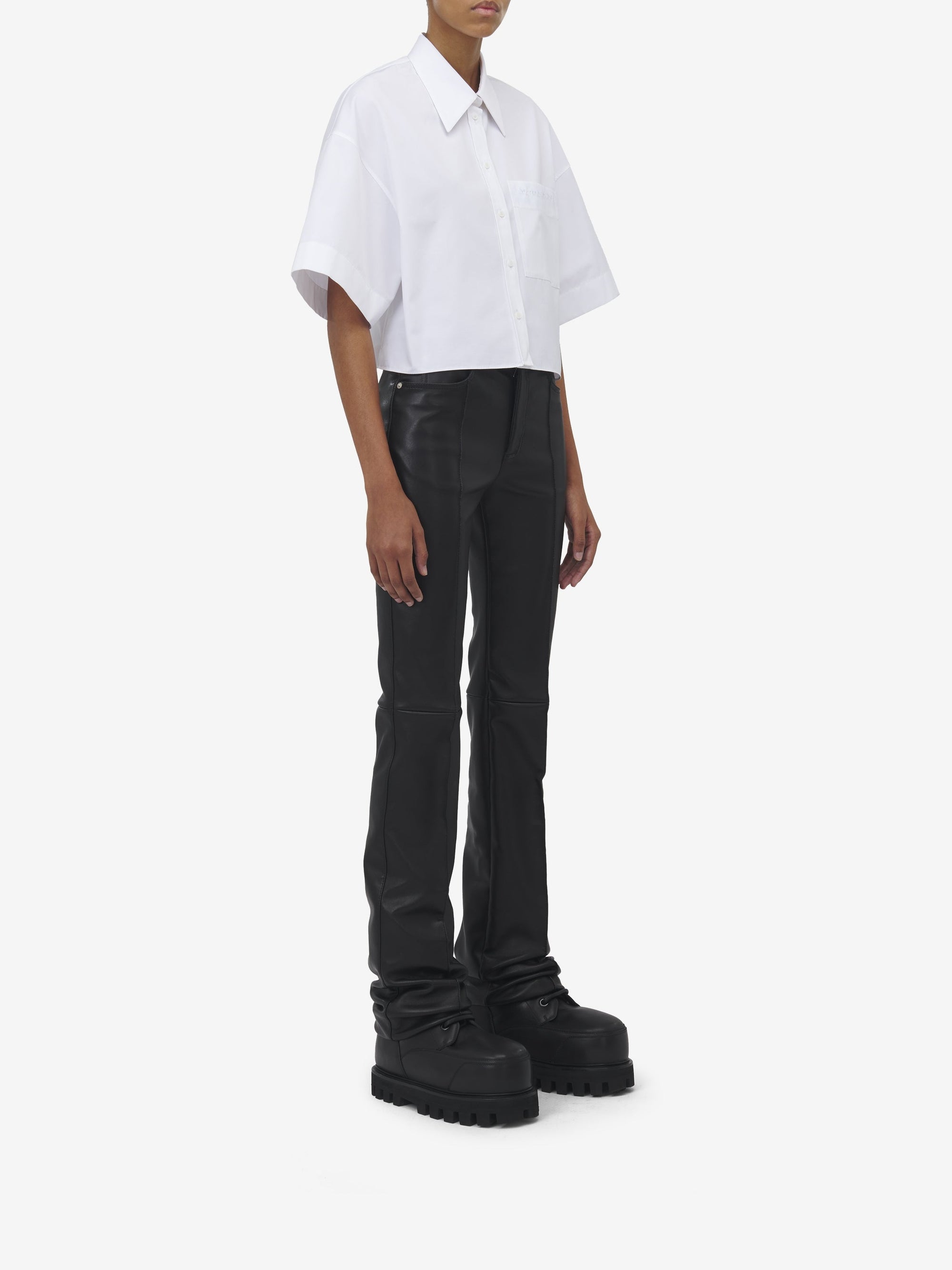Pantalon avec poches en cuir - Black