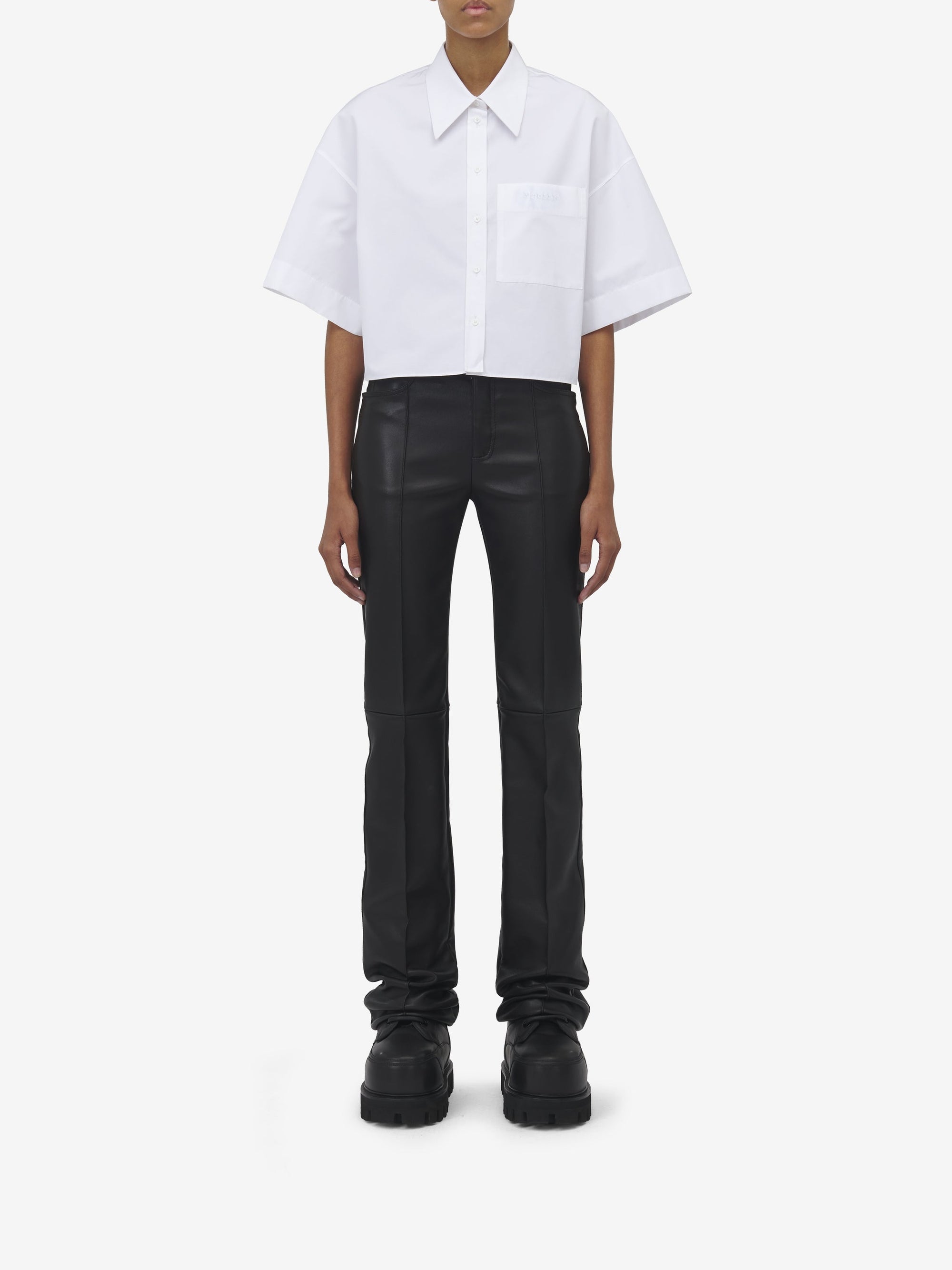 Pantalon avec poches en cuir - Black