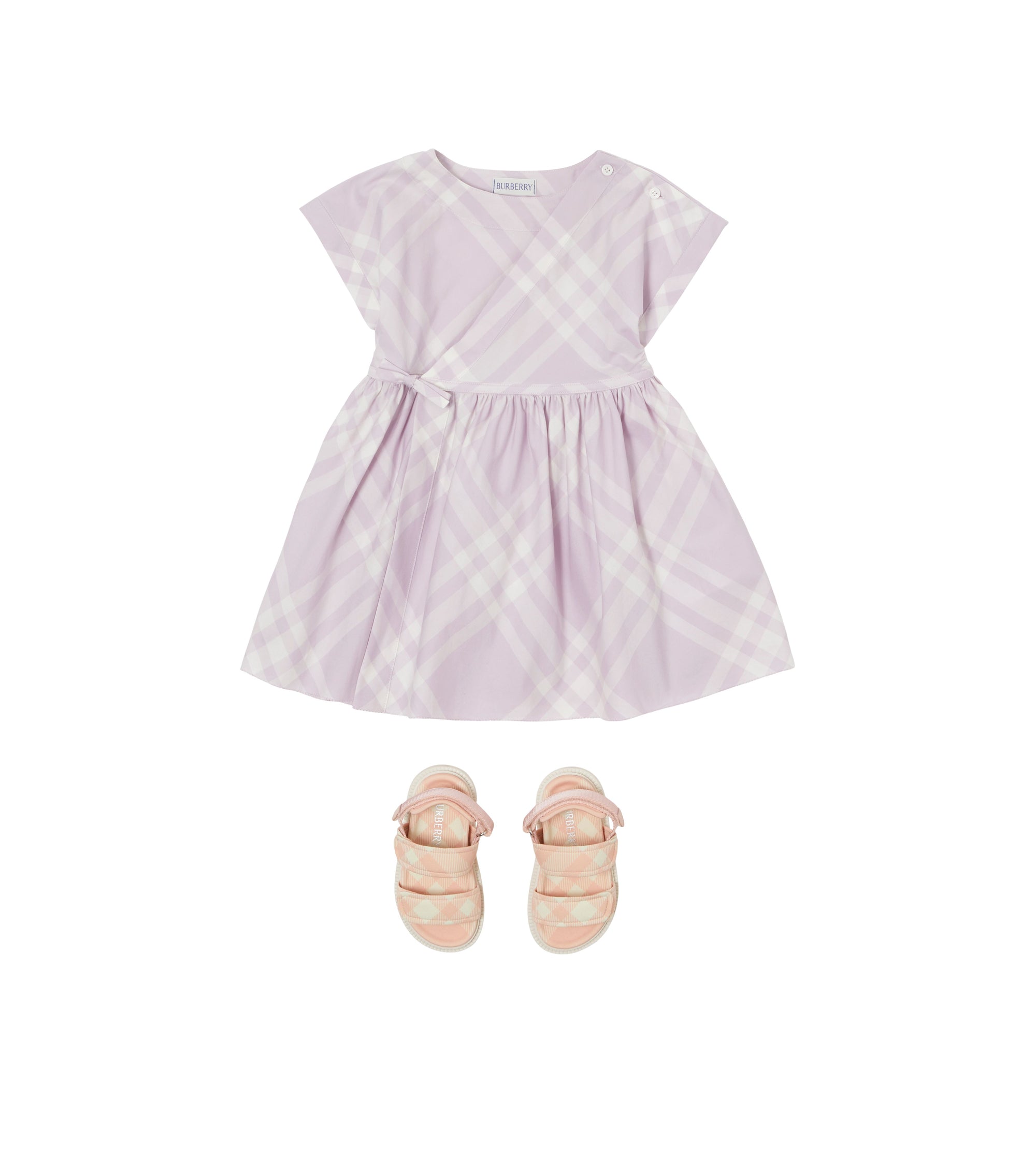 5 qty Robe en coton à motif check - Pastel Lilac Check