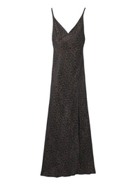 Robe à col V en soie mélangée - Brown Black