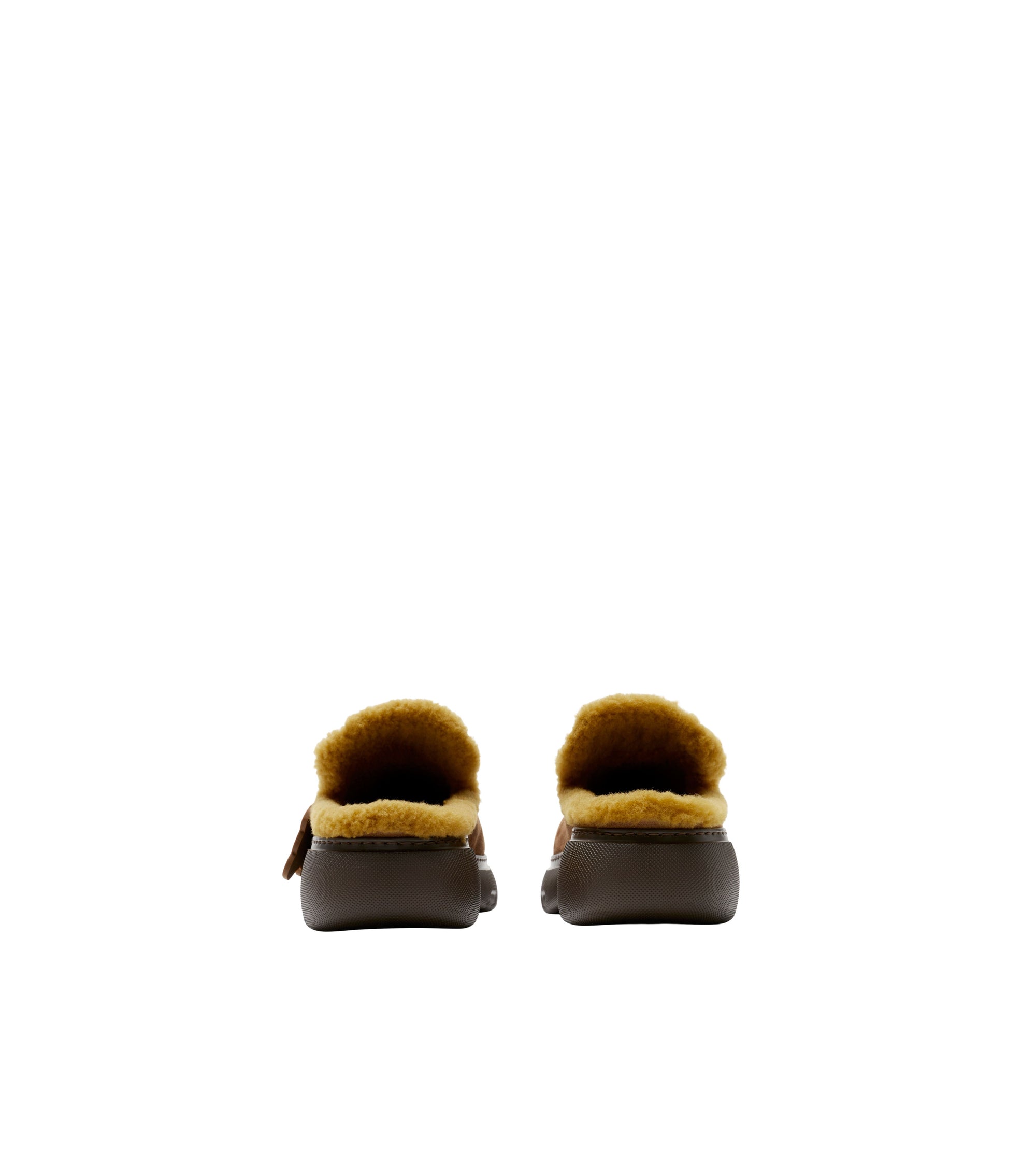 22 qty Mules Stony en cuir velours et shearling - Wood