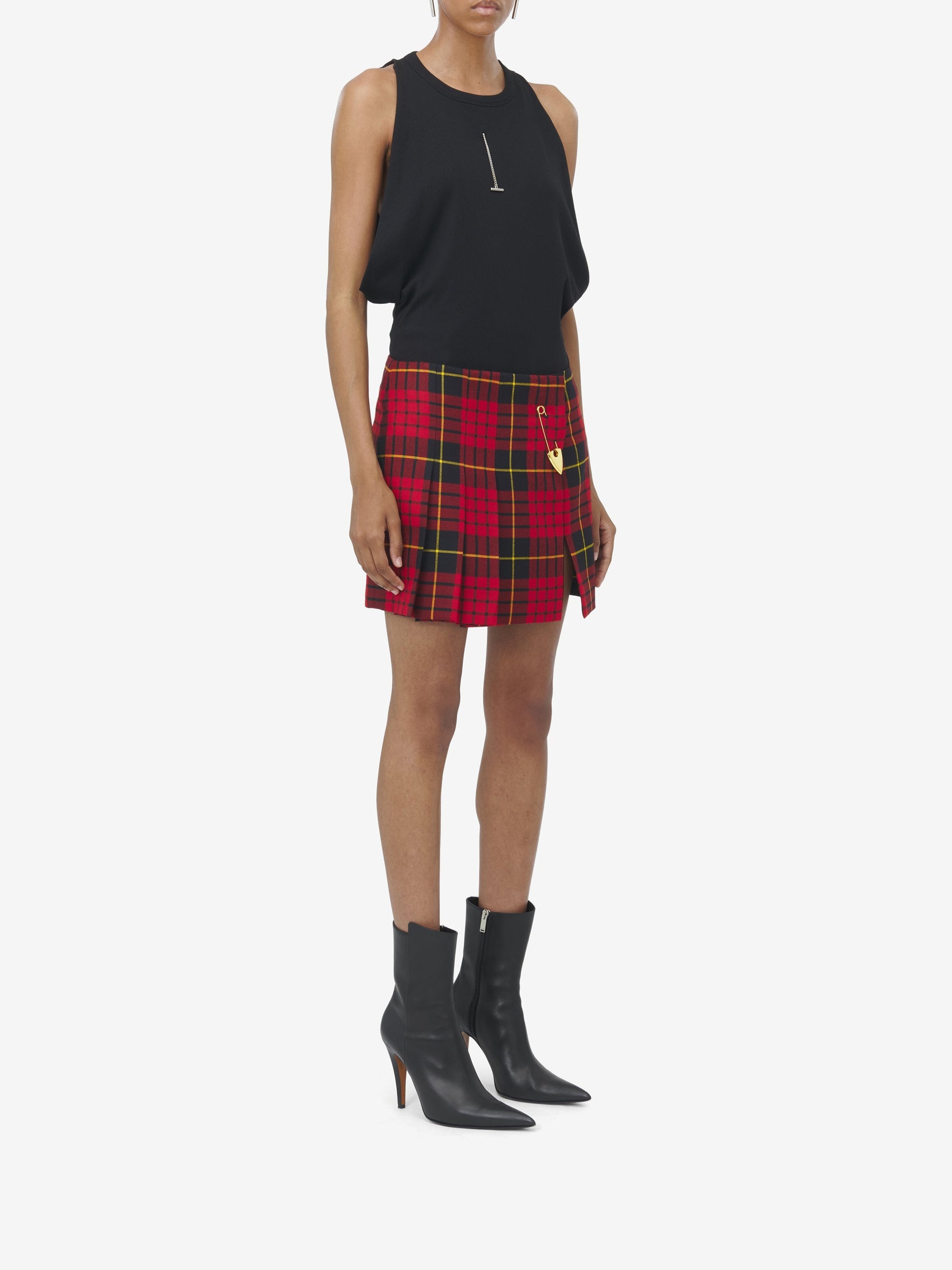 Jupe courte en laine - Red Black Yellow