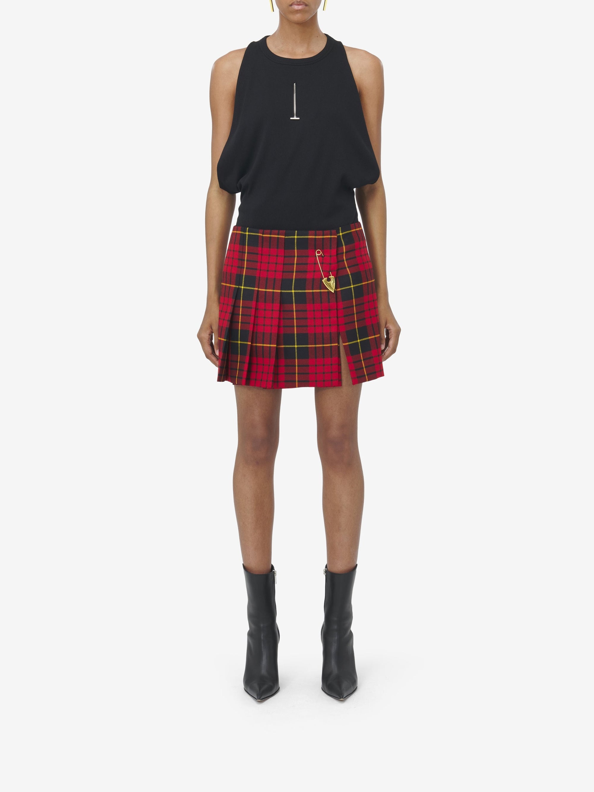 Jupe courte en laine - Red Black Yellow