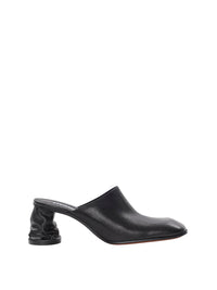 Mules à bout carré 70 en cuir - Black