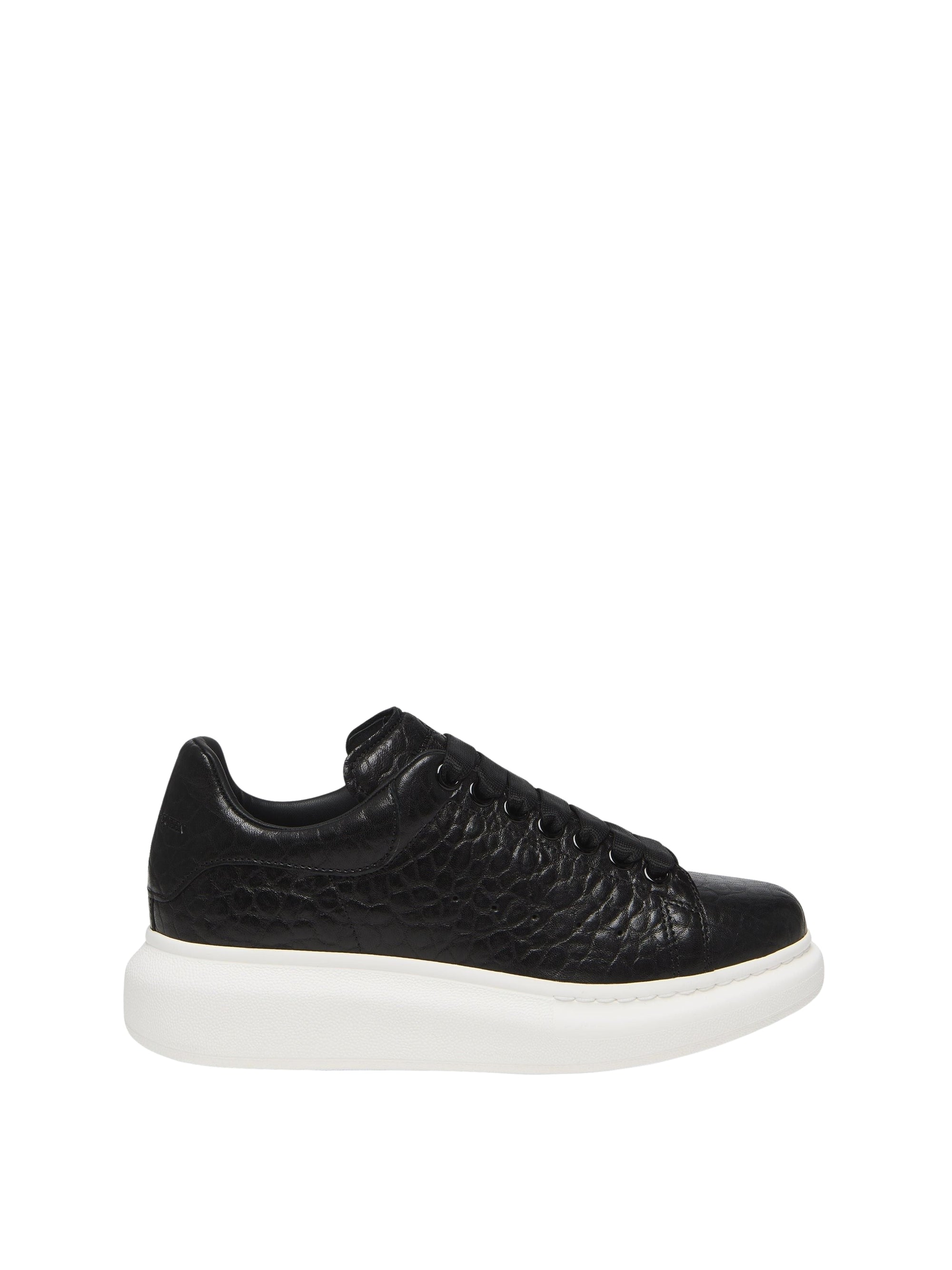 Sneakers avec logo en peau lainée - Black