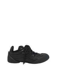 Sneakers à lacets en peau lainée - Black