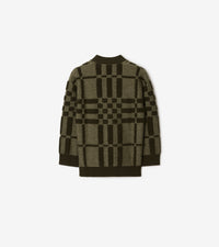 34 qty Cardigan en laine et cachemire à motif check - Dark Khaki Green Check