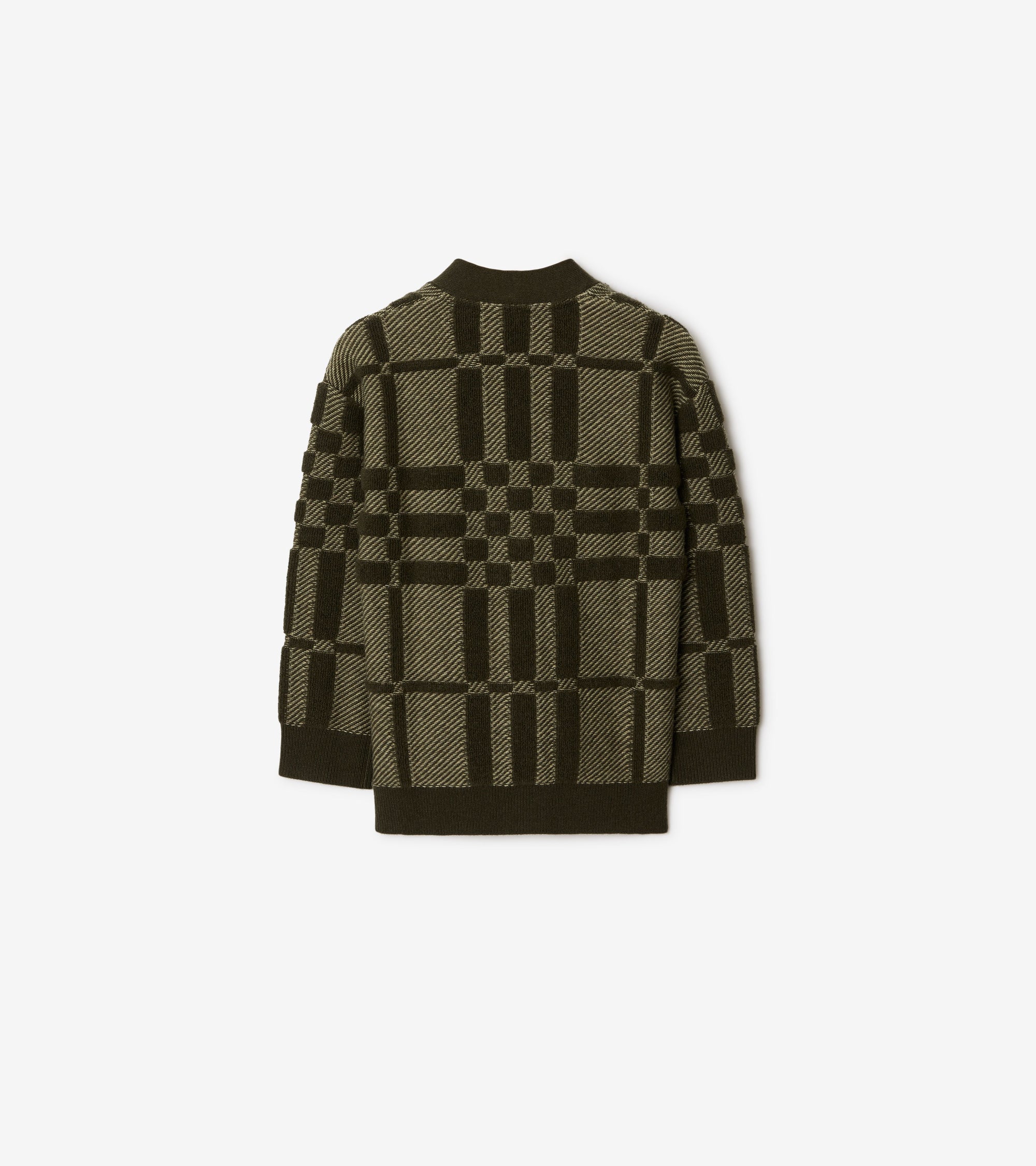 34 qty Cardigan en laine et cachemire à motif check - Dark Khaki Green Check