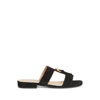 Sandales plates Buckle en daim - Nero