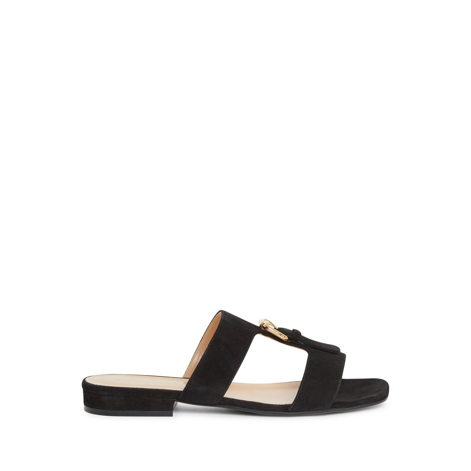 Sandales plates Buckle en daim - Nero