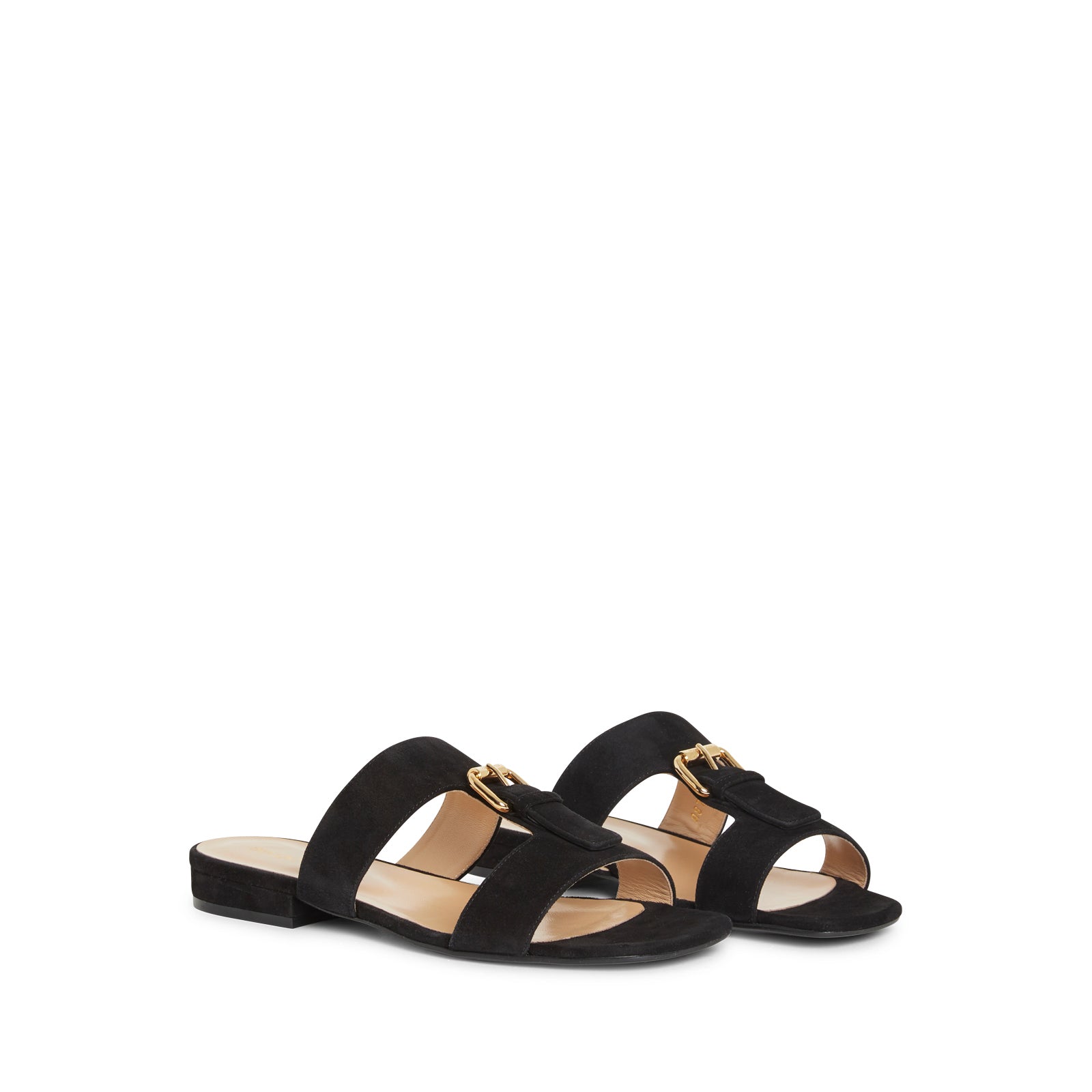 Sandales plates Buckle en daim - Nero