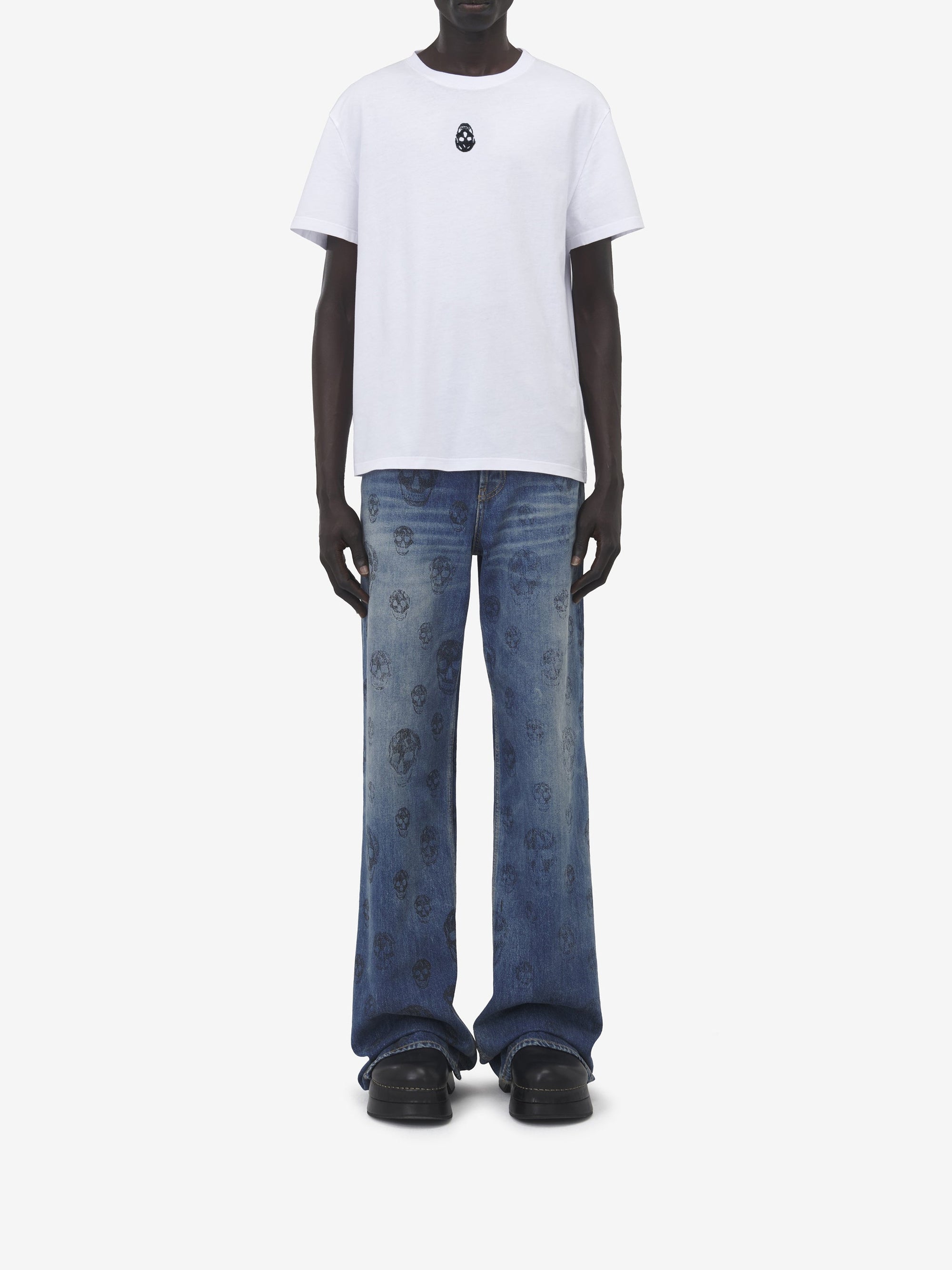 T-shirt à col rond - White Black