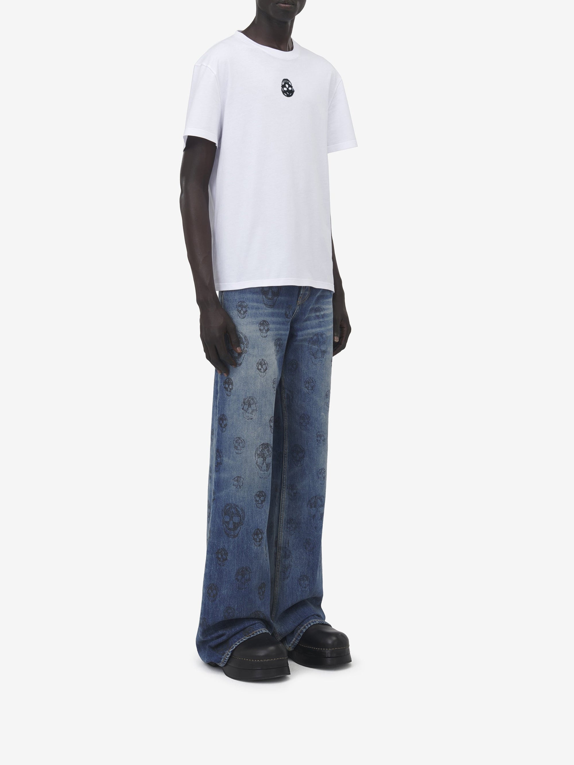 T-shirt à col rond - White Black