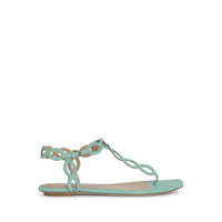 Sandales plates Suede Mermaid en cuir - Aquamarine