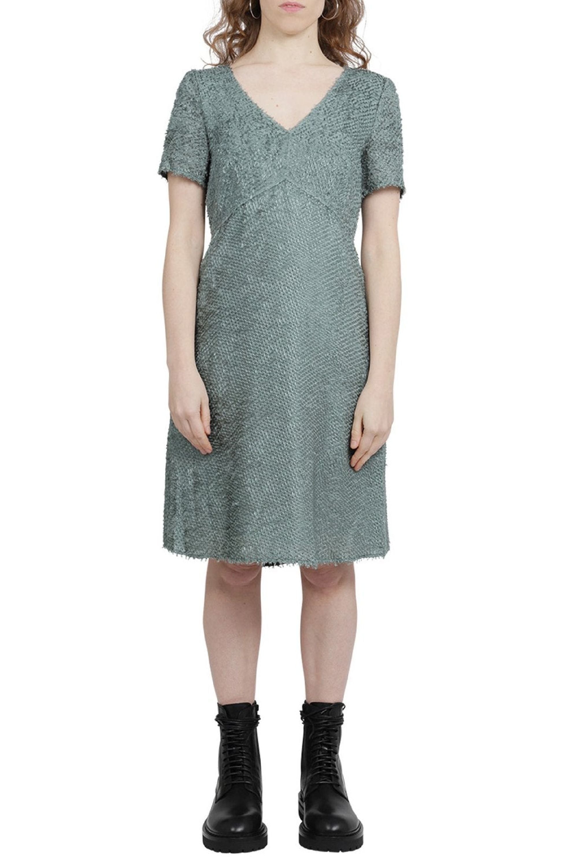 Robe courte à col V et manches courtes - Evergreen