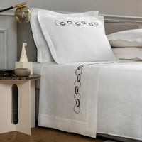 Bed linen set 4 pcs Links embroidery - Savage beige & Dark brown