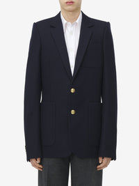 Blazer à boutonnage simple en laine - Navy