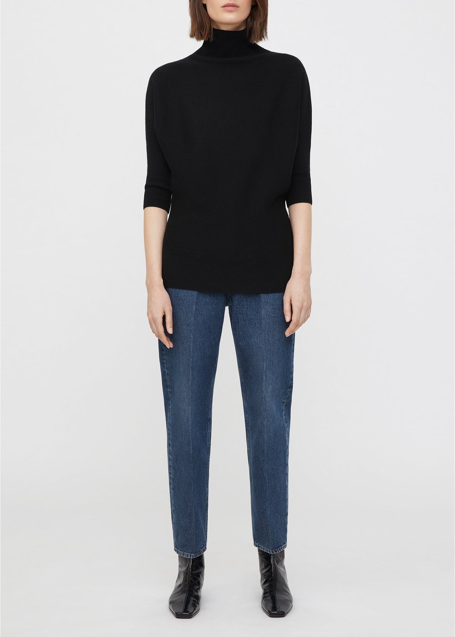 Wool roll neck jumper - Black