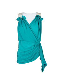 Blouse asymétrique à col rond - Turquoise