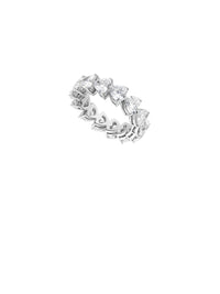 1qty NEW / Or blanc 18 ct Alliance en or blanc 18 carats sertie de diamants synthétiques taille cœur 7 // RECO : 5460€
