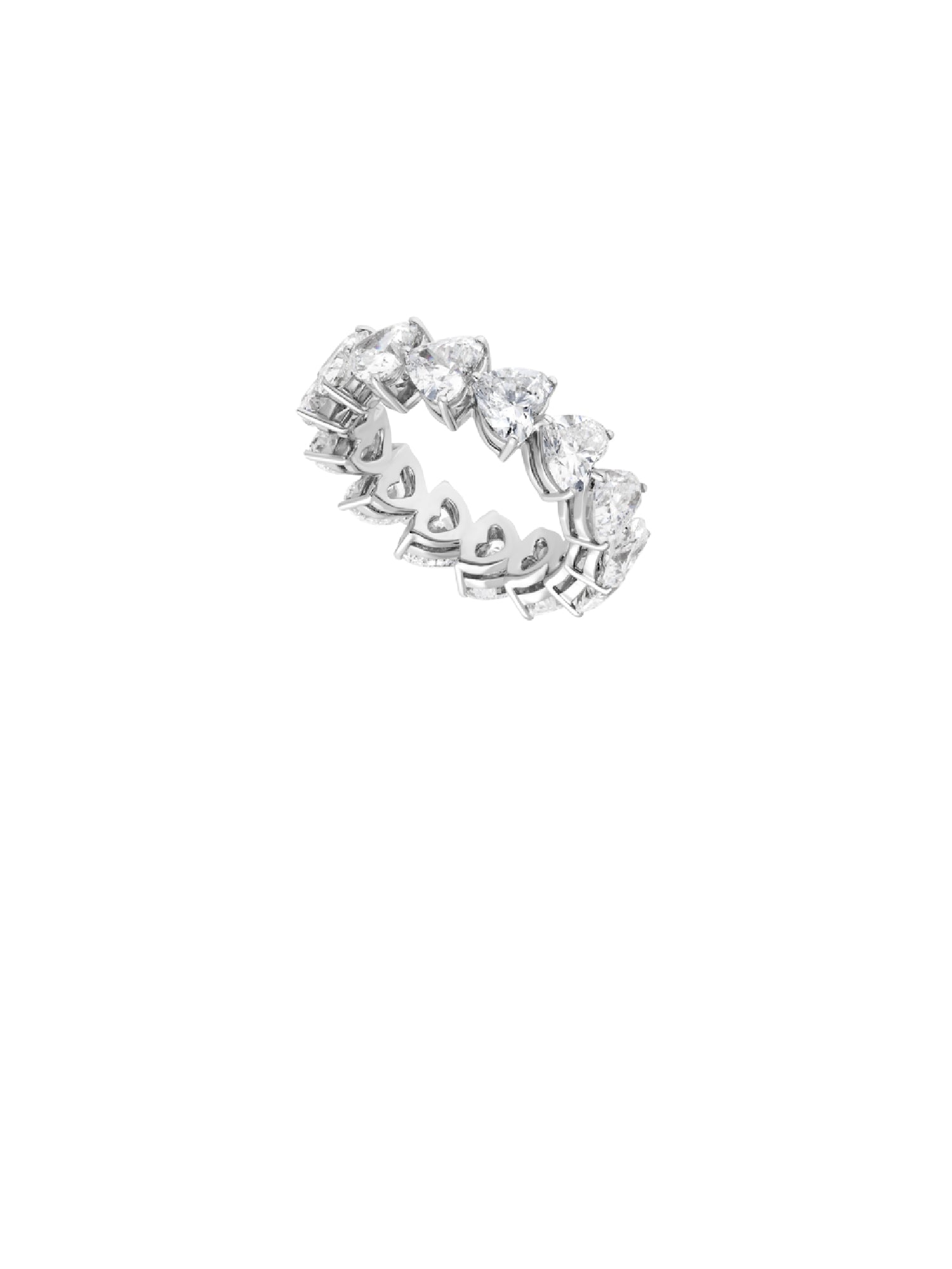1qty NEW / Or blanc 18 ct Alliance en or blanc 18 carats sertie de diamants synthétiques taille cœur 7 // RECO : 5460€