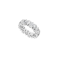 1qty NEW / Or blanc 18 ct Alliance en or blanc 18 carats sertie de diamants synthétiques taille poire 5 // RECO : 5670€