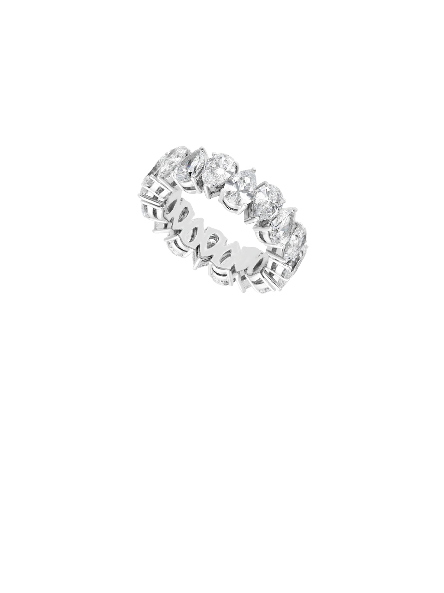 1qty NEW / Or blanc 18 ct Alliance en or blanc 18 carats sertie de diamants synthétiques taille poire 5 // RECO : 5670€