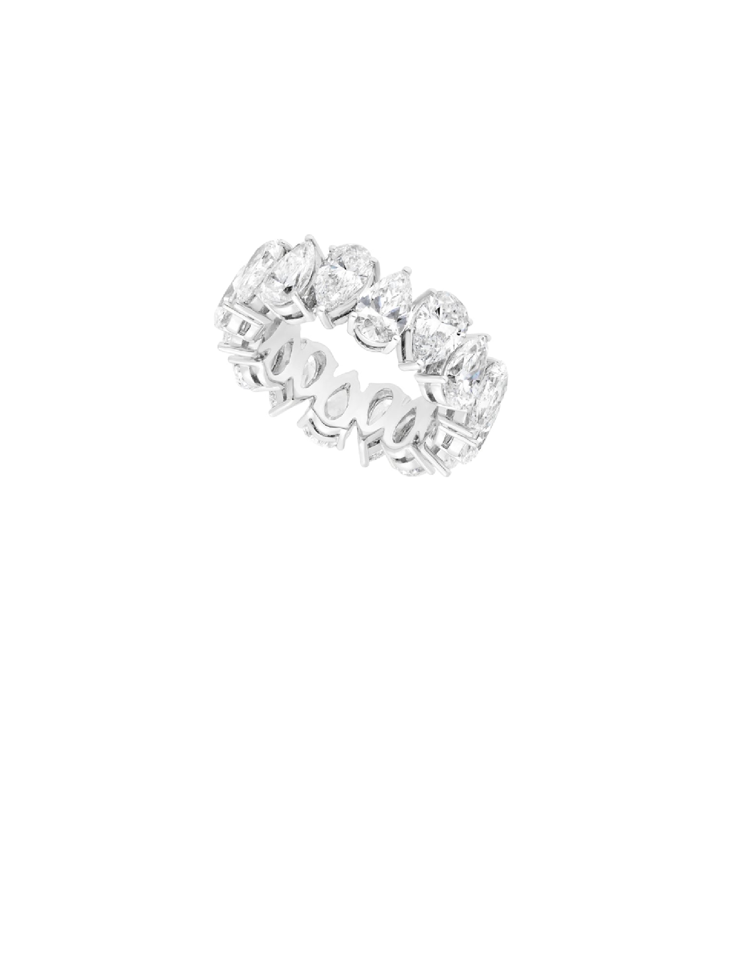 1qty NEW / Or blanc 18 ct Alliance en or blanc 18 carats sertie de diamants synthétiques taille poire 8 // RECO : 6790€