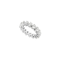 1qty NEW / Or blanc 18 ct Alliance en or blanc 18 carats sertie de diamants synthétiques taille cœur 5 // RECO : 4550€