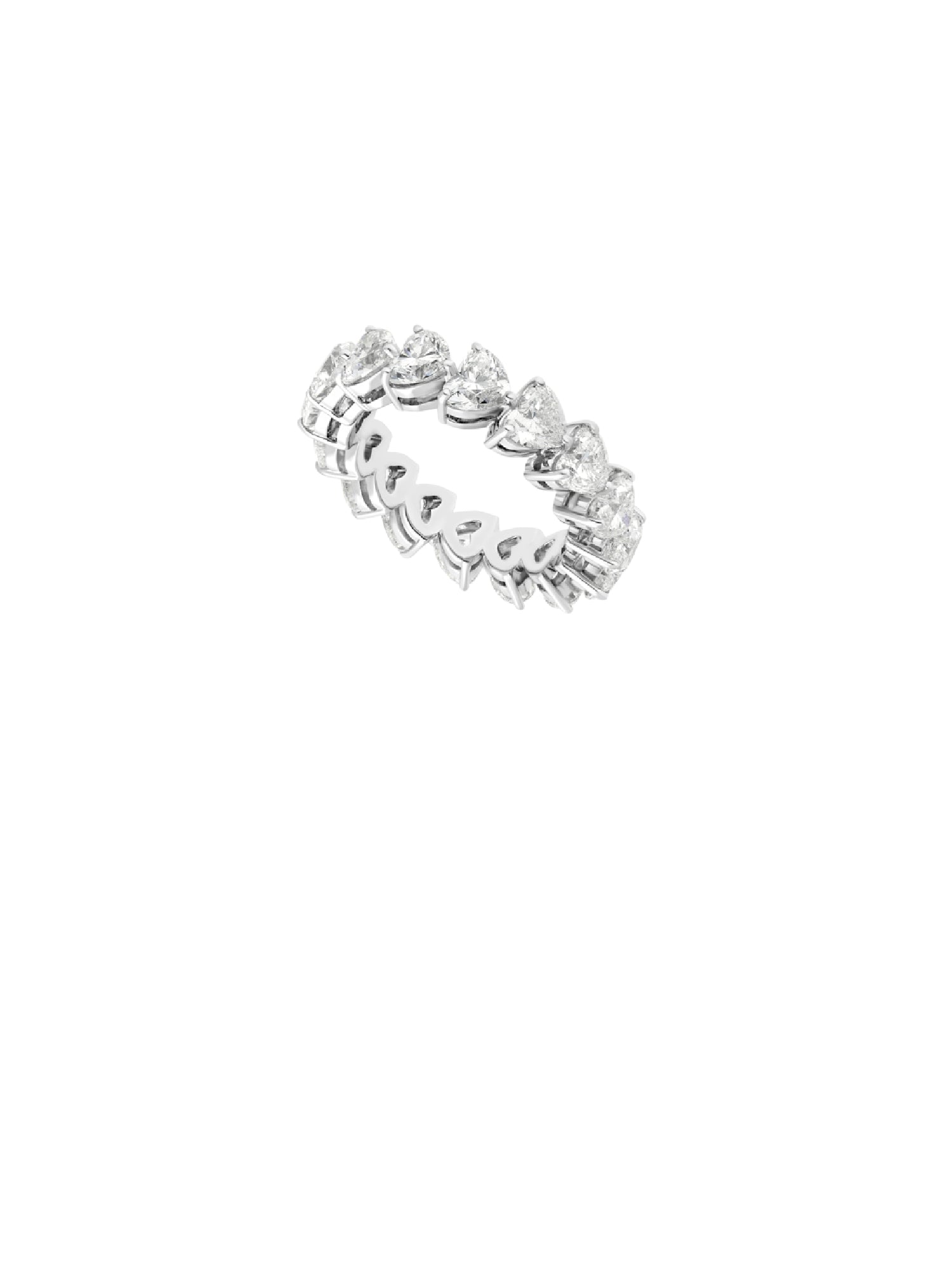 1qty NEW / Or blanc 18 ct Alliance en or blanc 18 carats sertie de diamants synthétiques taille cœur 5 // RECO : 4550€