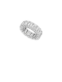1qty NEW / Or blanc 18 ct Alliance en or blanc 18 carats sertie de diamants synthétiques taille émeraude 16 // RECO : 13720€