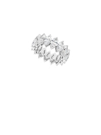 1qty NEW / Or blanc 18 ct Alliance en or blanc 18 carats sertie de diamants synthétiques taille marquise 8 // RECO : 7140€