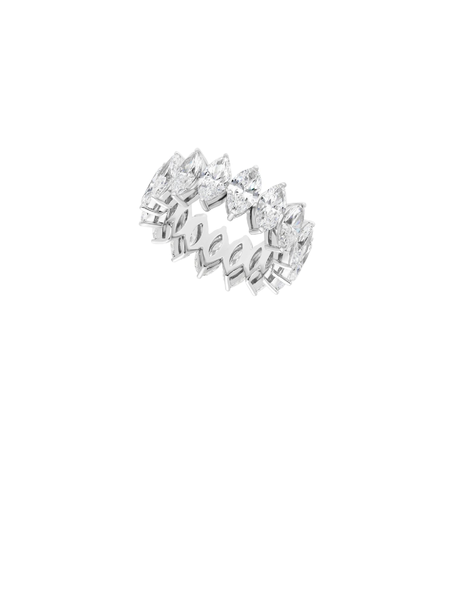1qty NEW / Or blanc 18 ct Alliance en or blanc 18 carats sertie de diamants synthétiques taille marquise 8 // RECO : 7140€