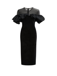 Robe à volants en soie - Black