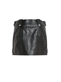 Jupe courte zippée en cuir - Black