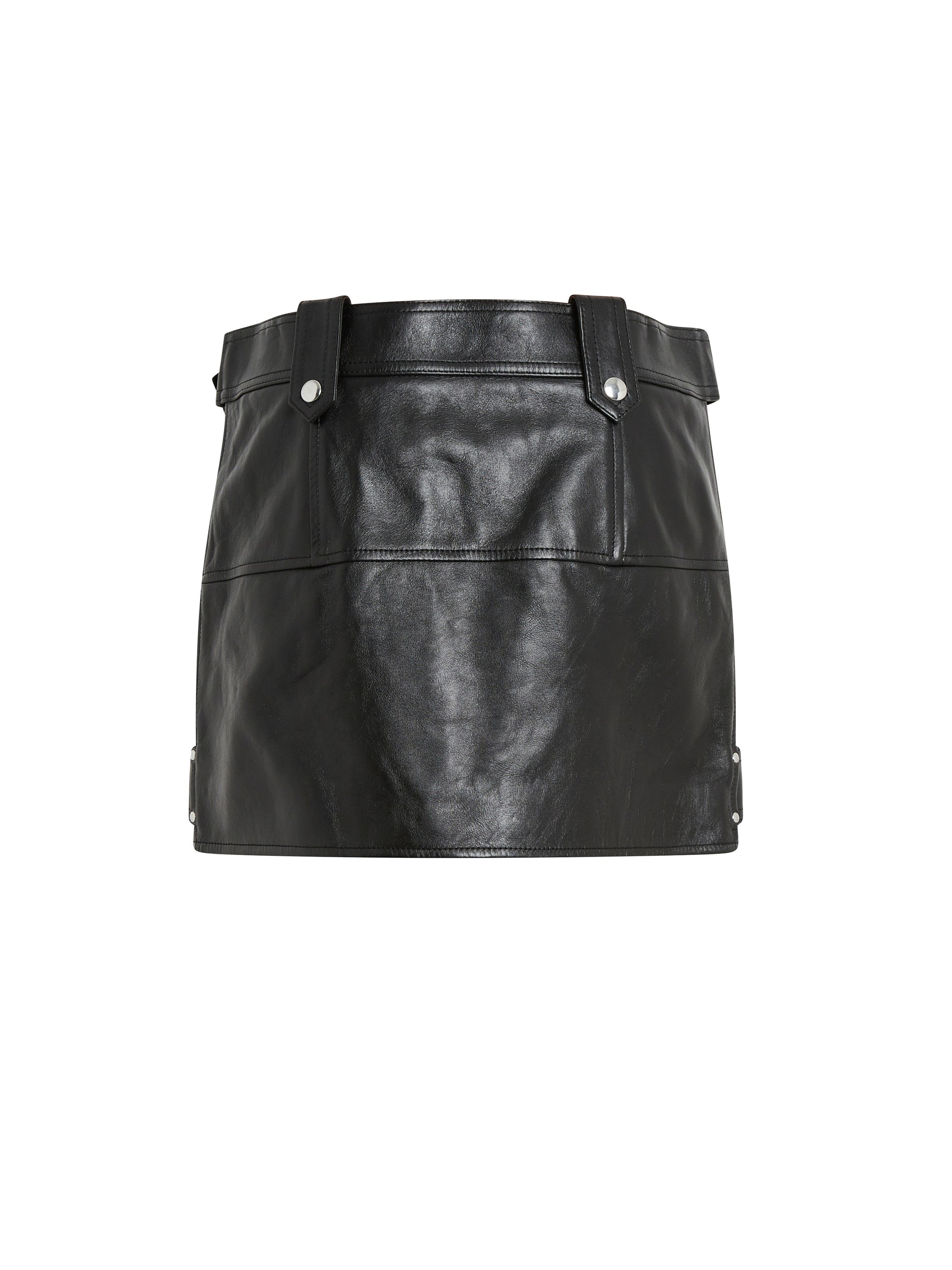 Jupe courte zippée en cuir - Black
