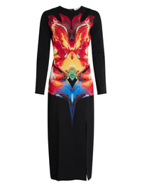 Robe imprimée à manches longues - Black Red Yellow