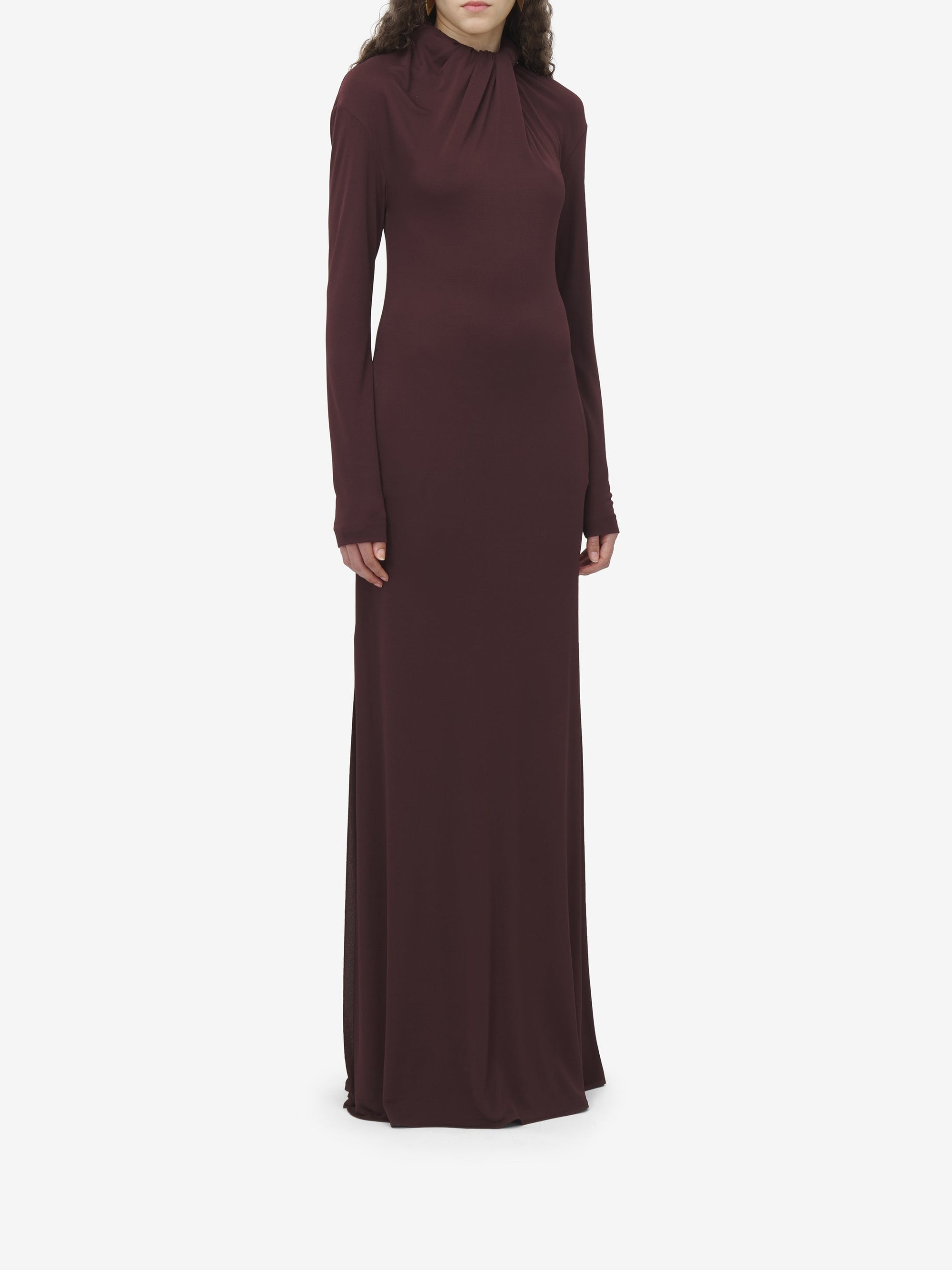 Robe longue à encolure torsadée - Burgundy