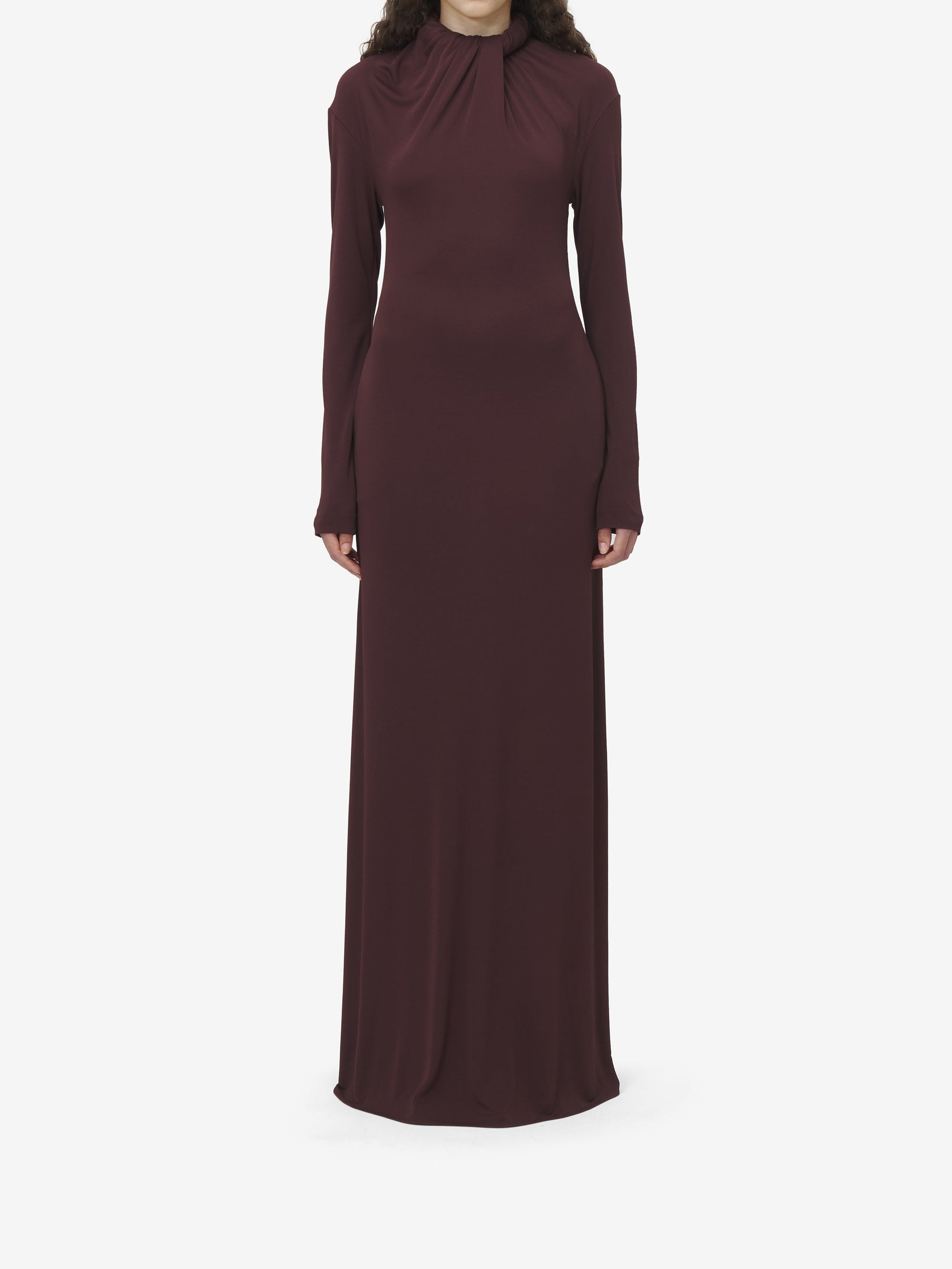 Robe longue à encolure torsadée - Burgundy
