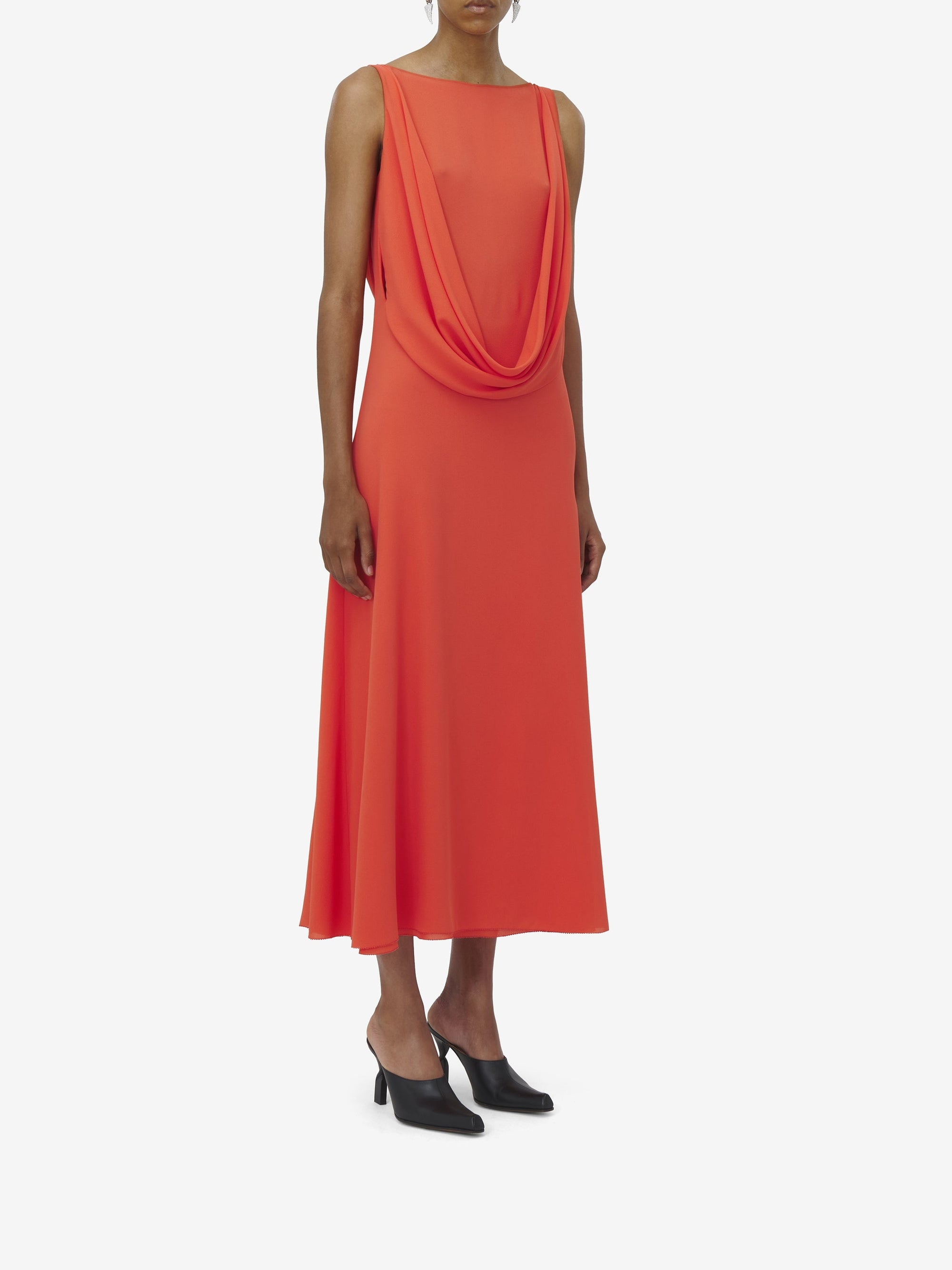 Robe midi sans manches en soie - Coral