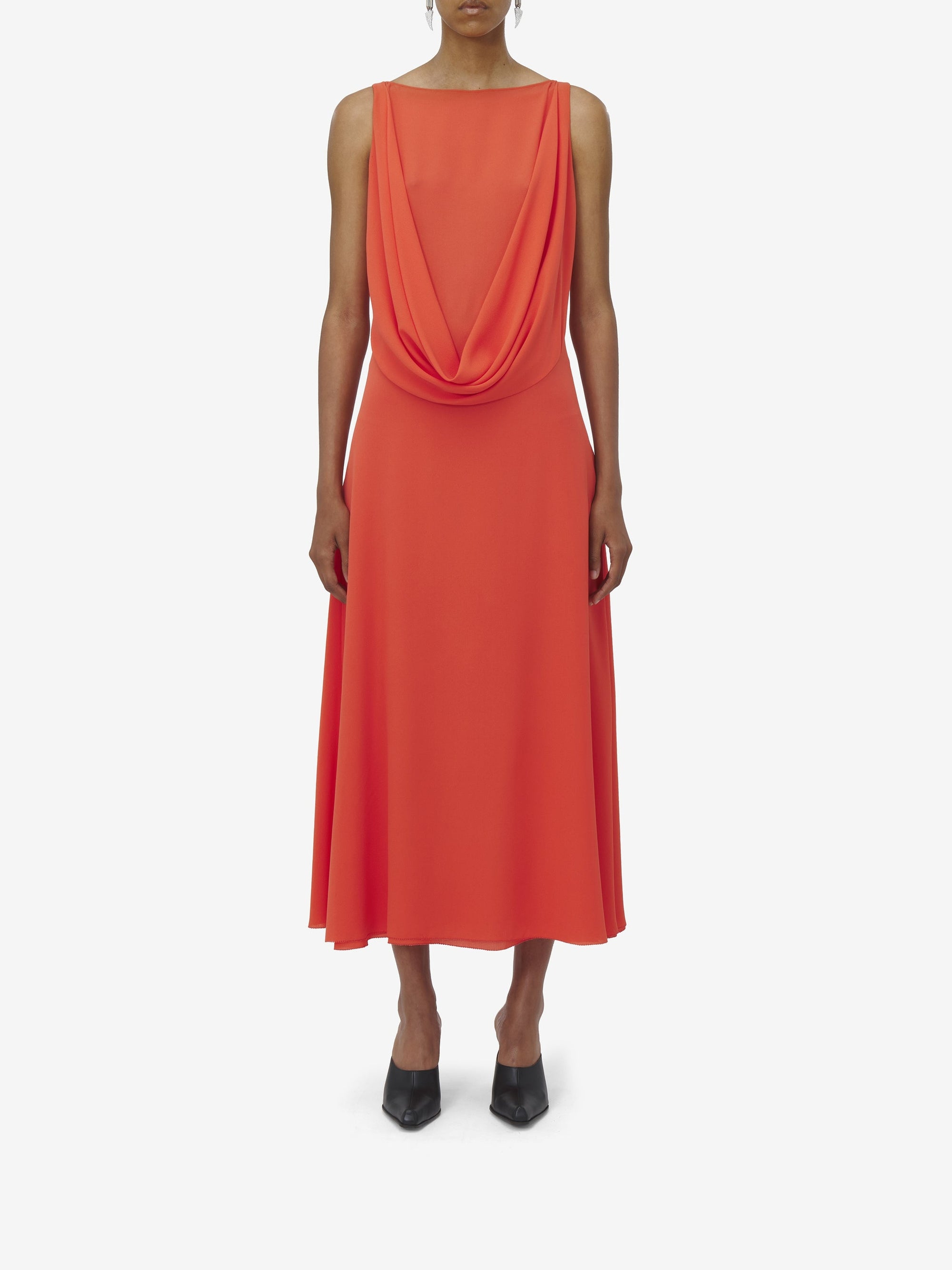 Robe midi sans manches en soie - Coral